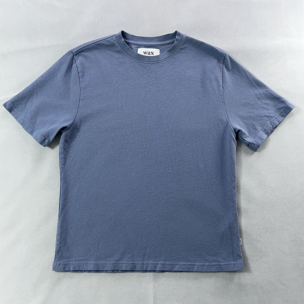 WAX London Organic Cotton T Shirt Men Small Blue Crew Neck Relaxed